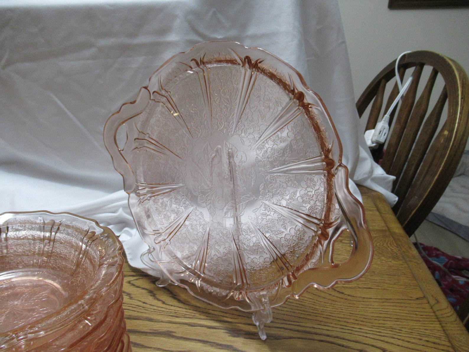 Pink Cherry Blossom Depression Glass Dishes Etsy