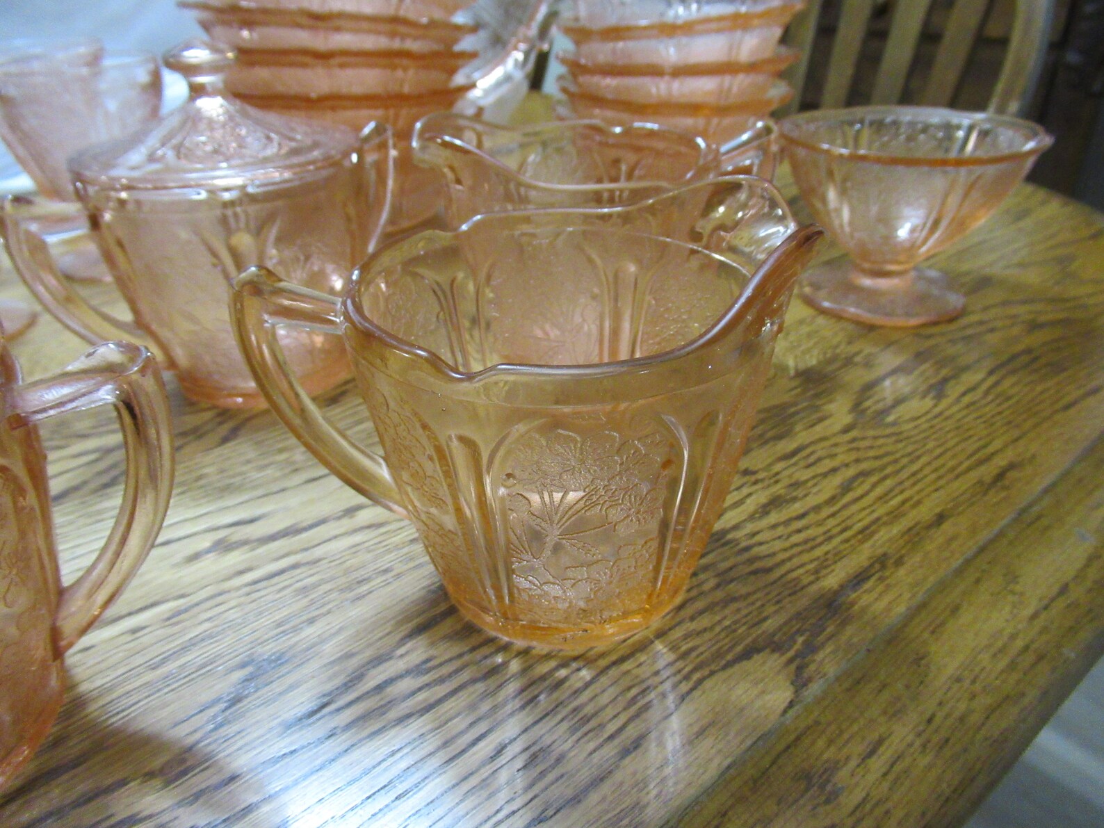 Pink Cherry Blossom Depression Glass Dishes Etsy
