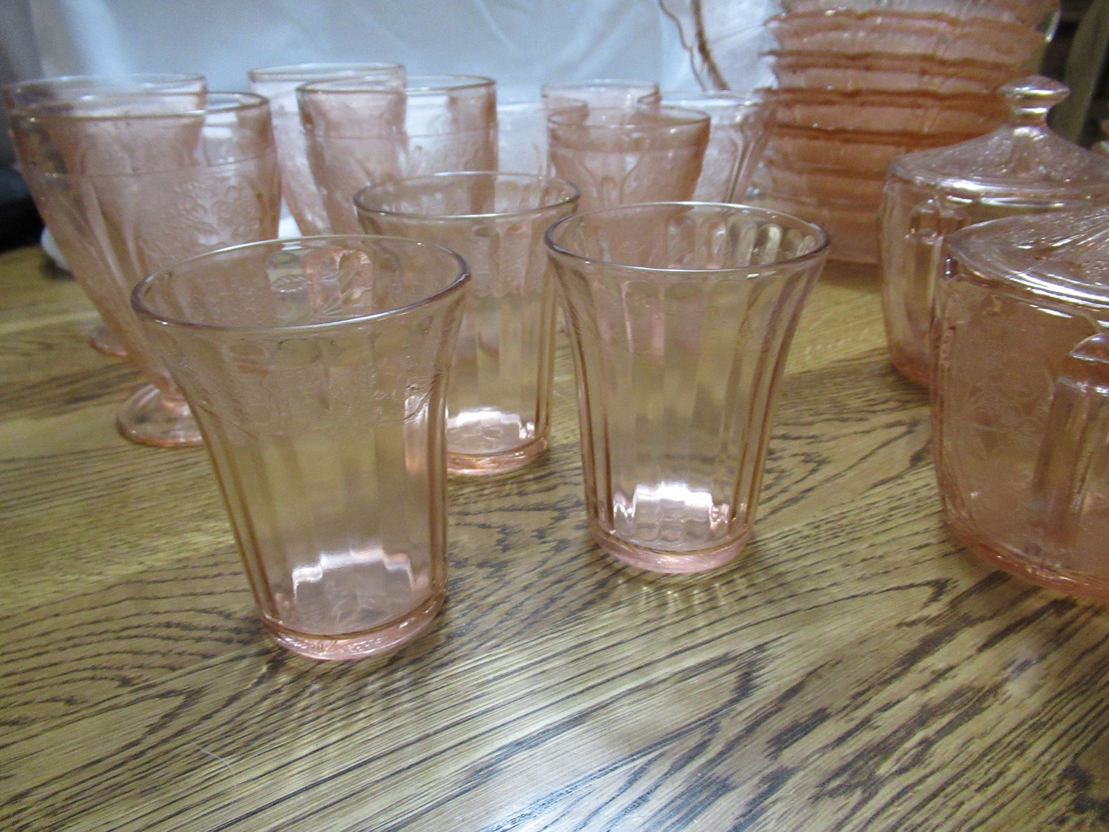 Pink Cherry Blossom Depression Glass Dishes Etsy