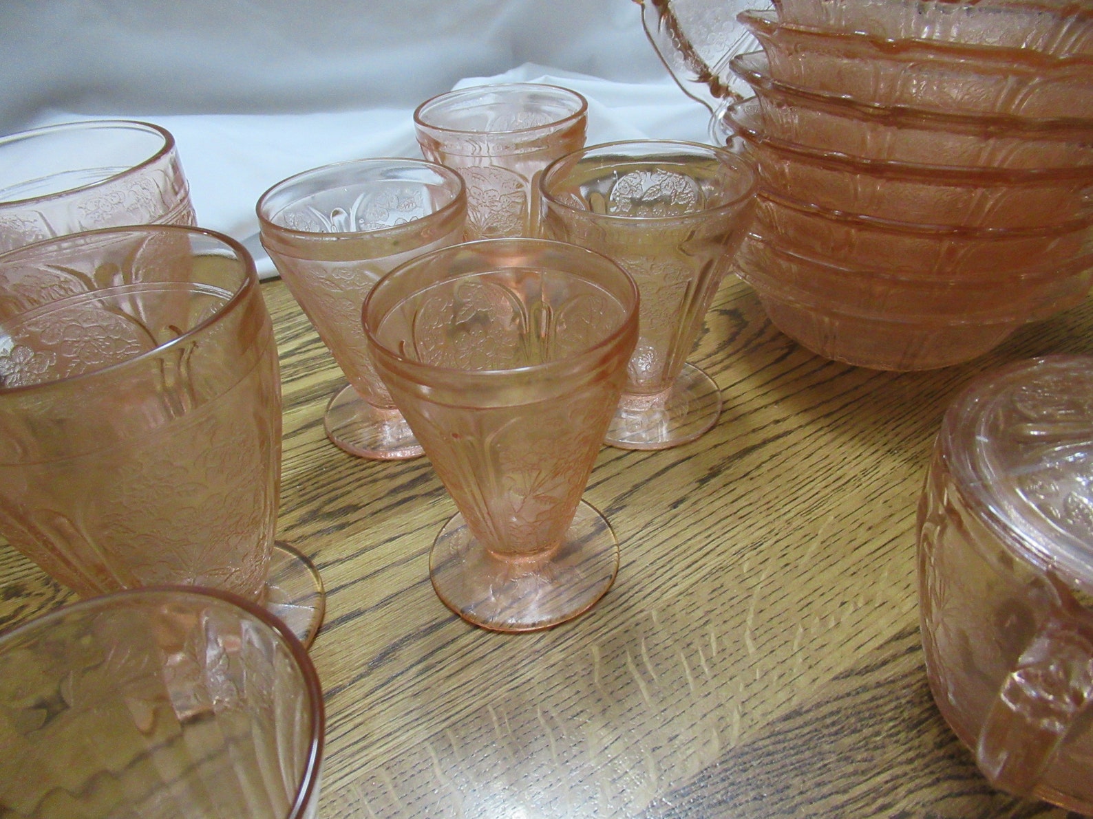 Pink Cherry Blossom Depression Glass Dishes Etsy