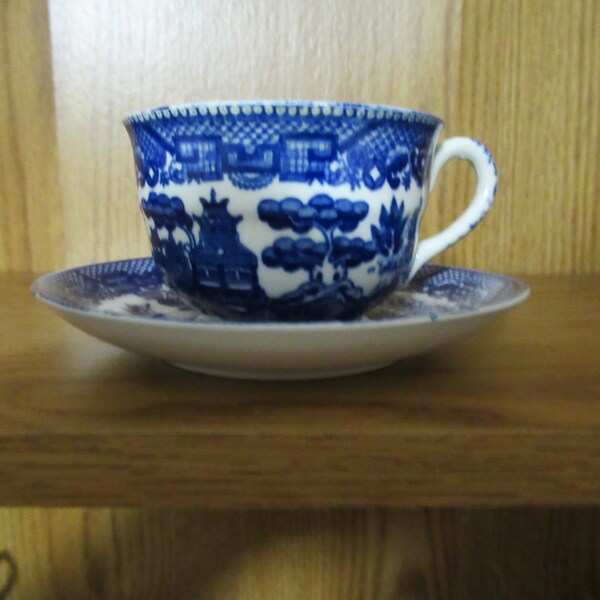 Blue Willow Cup and Saucer Made in Japan