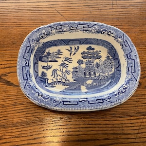 Blue Willow Rectangle Serving Bowl Made in England by Ridgeway