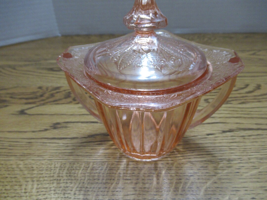 Adam Pink Depression Glass Sugar Bowl With Lid Etsy