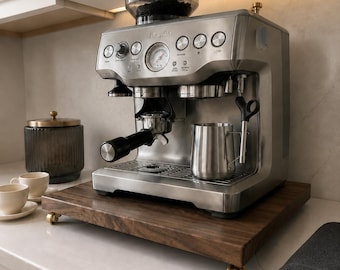 Espresso Machine Sliding Tray | Walnut Coffee Station with Wheels | Rolling Coffee Bar Platform | Appliance Slider | Kitchen Organization