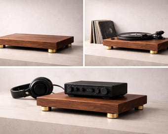 Walnut Audio Isolation Platform Turntable Isolation Platform HiFi Audio Platform Speaker Isolation Audiophile Solid Hardwood Plinth