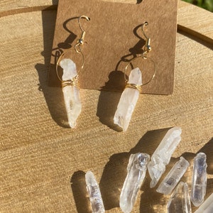 Angel Aura quartz Earrings |  Quartz point earrings | Bohemian crystal earring | Hippie chic earring | Gift for mom