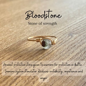 Natural Bloodstone ring • gift for mom • unique jewelry • wire wrapped ring
