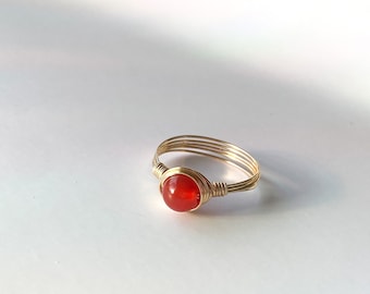 Crystal Staking ring • stone wire ring • Boho Crystal Ring • Round Crystal Ring • Minimal carnelian ring • Crystal Jewelry for anxiety