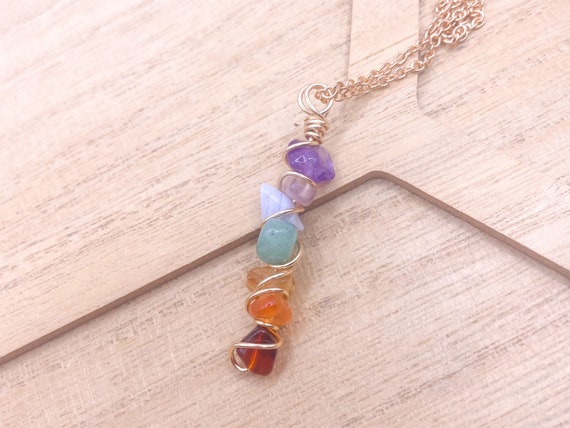 Chakra Necklace Gold 7 Chakra Crystal Pendant 7 Chakra Crystal Stones 7 Chakra Crystal Chakra Stones Necklace Chakra Set Etsy Australia