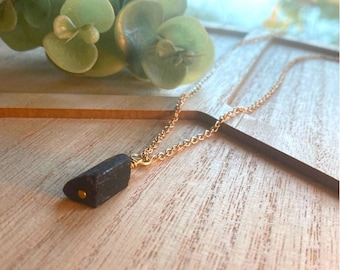 Raw Black tourmaline pendant | Black Tourmaline Necklace | Grounding crystal necklace | empath protection necklace