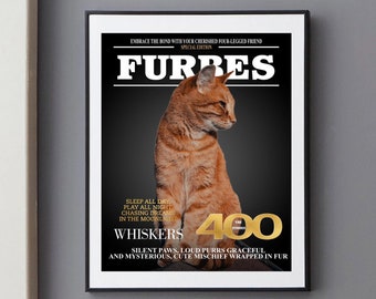 Copertina personalizzata per rivista sugli animali domestici: ritratto personalizzato di cane o gatto (file digitale)
