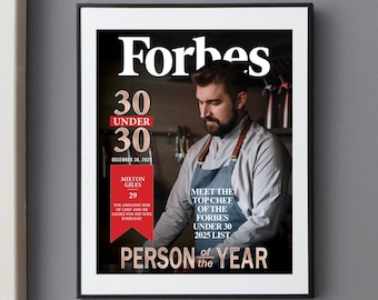 Custom Magazine Cover, Forbes, Person Of The Year, 30 under 30, Gift for Boss, Husband, Brithday Gift, Gift for Co-worker, Valentine's Day