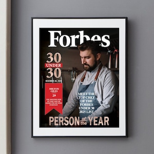 Custom Magazine Cover, Forbes, Person Of The Year, 30 under 30, Gift for Boss, Husband, Brithday Gift, Gift for Co-worker, Valentine's Day