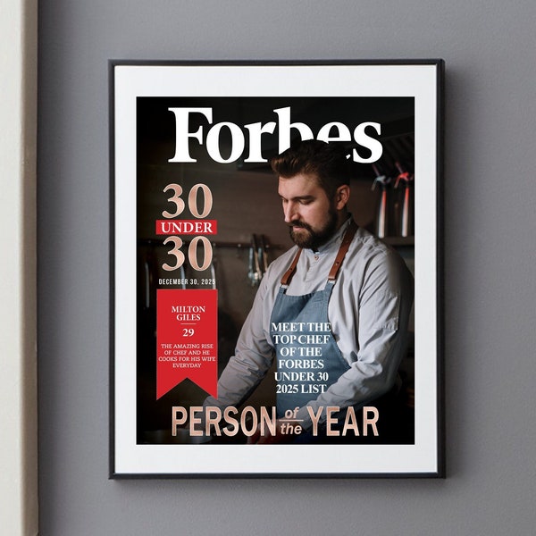 Personalisiertes Magazin Cover, Forbes, Person des Jahres, 30 unter 30, Geschenk für Chef, Ehemann, Geburtstagsgeschenk, Geschenk für Kollegen