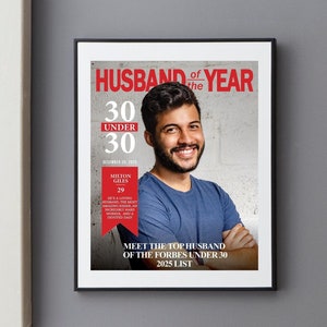 Copertina di rivista personalizzata, Marito dell'anno, 30 under 30, Regalo per fidanzato, marito, papà, regalo di compleanno, anniversario, San Valentino