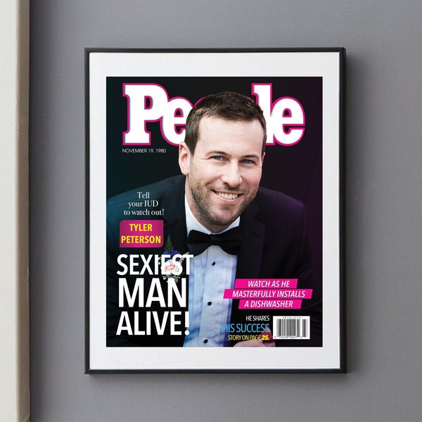 People Magazine Cover, Sexiest Man Alive, Custom Design, Wall Decor, Gift for Boyfriend,Husband, Brithday Gift, Anniversary, Valentine's Day