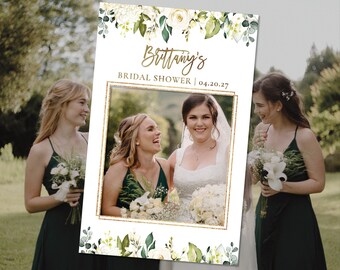 White roses Bridal Shower Photo Prop, Bridal shower photo booth frame, Photo Prop Frame, Greenery Photo Prop Frame, Bridal Shower, WR2