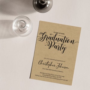 Invitación a la fiesta de graduación imprimible personalizada - SOLO TINTA NEGRA - Invitación de graduación imprimible para la fiesta de graduación plantilla pdf, archivo digital - DS03