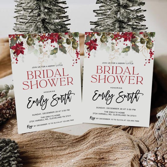 Christmas Bridal Shower Invitation, Ornament Bridal Shower Invitation, Holiday Bridal Shower Invitation, Winter Bridal Shower Invite, CRM1