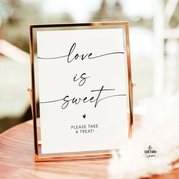 Minimal Love is Sweet Sign, Modern Love is Sweet, Love is Sweet Please Take A Treat Sign, Sweet Treat Baby Shower Bridal Shower