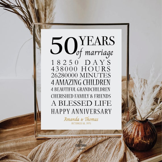 50th Anniversary Gift, 50th Wedding Anniversary Sign, 50 Years, Golden Anniversary or Any Year, Personalized Gift for Grandparents