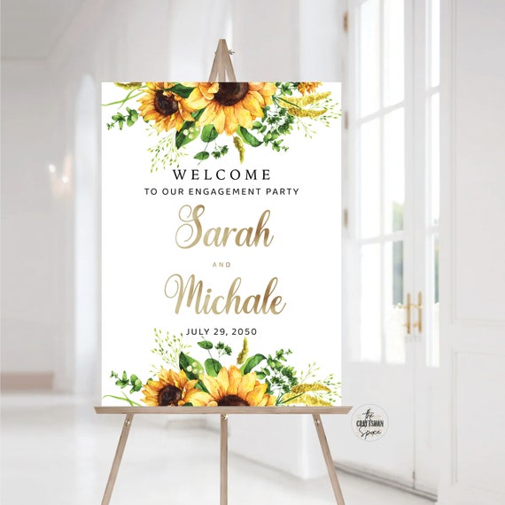 Sunflower Engagement Party Welcome Sign, Sunflower We are Engaged Sign, Engagement Party Sign, Engagement Decorations, bohemian, boho, SF1