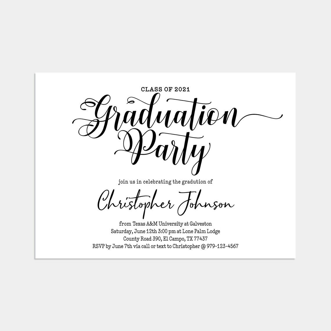 Custom Printable Graduation Party Invitation BLACK INK ONLY Etsy