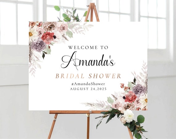 Bridal Shower Sign, Silk Floral Bridal Shower Sign, Custom Design, Bridal Shower Decorations, Bridal Brunch Sign, Bridal Tea Sign, Poster
