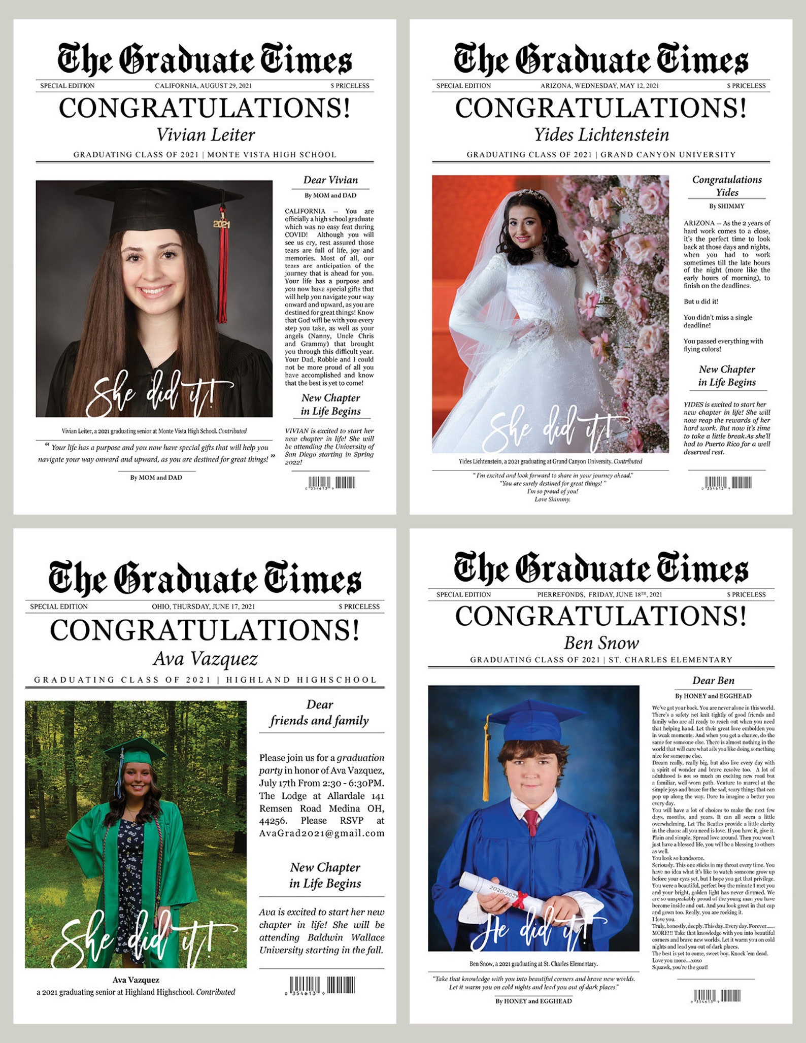 Graduate Printable Newspaper Keepsake Graduation Gift for Etsy