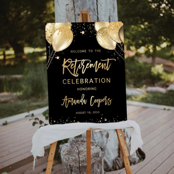 Retirement Party Welcome sign, Minimalist Happy Retirement sign, Retirement Celebration Party Sign, Retirement Decorations, balloons, Poster