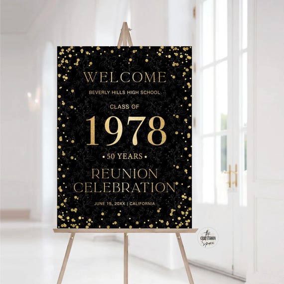 Modern Class Reunion Welcome Sign, Any class any year Reunion Welcome Board, 50 year High School Reunion, Minimalist Reunion Decorations