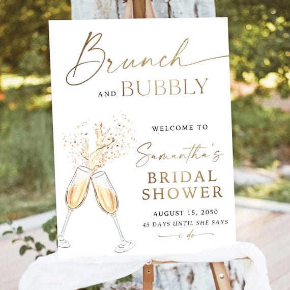 Brunch & Bubbly Bridal Shower Welcome Sign, Champagne Toast, Modern Decor (Digital Printable)