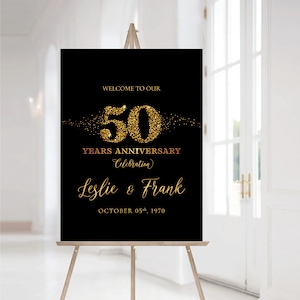 Black Gold Anniversary sign, 50th anniversary sign, Anniversary Sign Printable, 50th Anniversary decoration, 50th anniversary poster, Gold