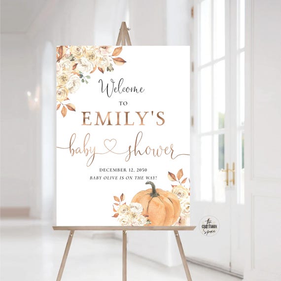 Little Pumpkin Baby Shower Sign, Fall Baby Shower Sign, Rustic Neutral Baby Shower Poster, Pumpkins winter Baby shower decorations, PKS1