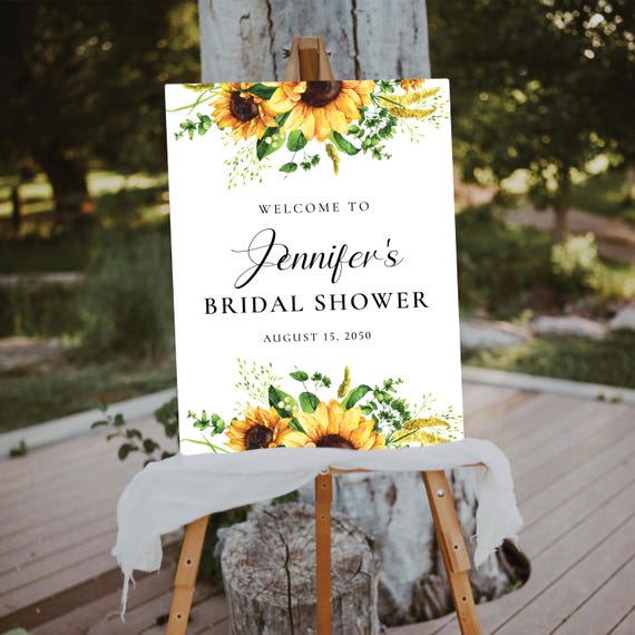 Sunflower Bridal Shower Welcome Sign, Sunflower Bridal Shower Decorations, Greenery Wedding Shower Sign, Bridal brunch sign, Bohemian, SF1
