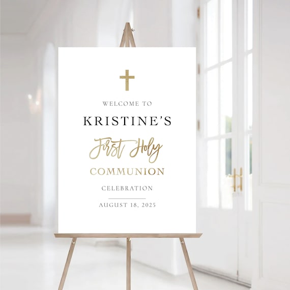 Minimalist baptism welcome sign, Baptism sign, First Holy Communion, Quinceañera Welcome Sign, Quinceanera Sign, Baby shower sign
