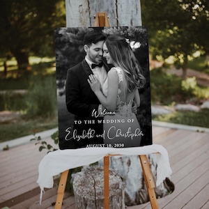 Photo Wedding Welcome Sign, Modern Wedding Rehearsal Sign Decoration, Boho Rehearsal Dinner Sign, Minimalist Engagement Party Sign, Bohemian
