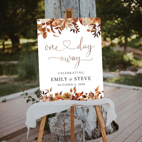 Fall Autumn Rehearsal Dinner Welcome Sign, Fall Leaves The night before Sign, Fall in love Wedding Sign, Autumn Wedding Decor, Bohemian, AG1