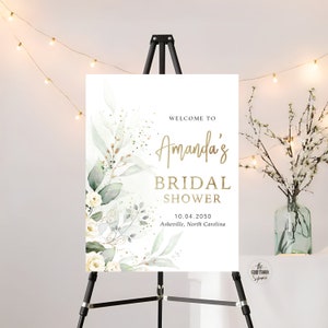 Greenery Bridal Shower Sign, Bridal Shower Decoration, Bridal Brunch Welcome Sign, Bridal Tea Sign, Custom Design, Eucalyptus, Herbal, HB3