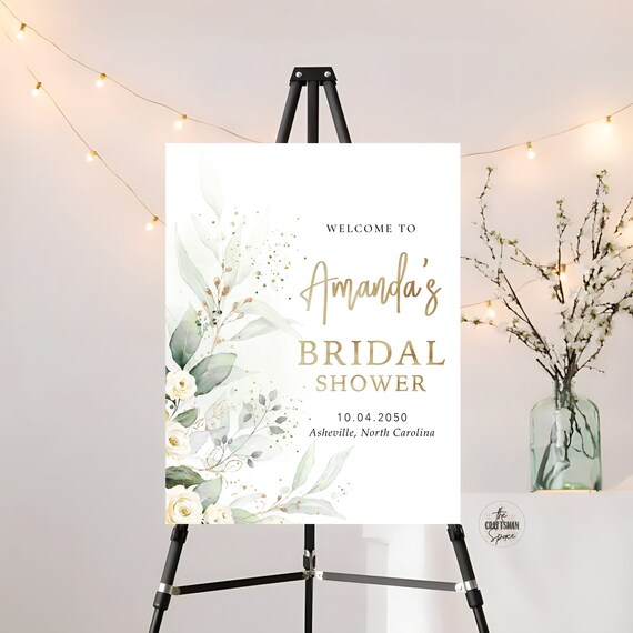 Bridal Shower Sign, Bridal Brunch sign, Bridal Tea Sign, Bridal Shower Decorations, Wedding Shower Sign,  Eucalyptus, Printable, Herbal