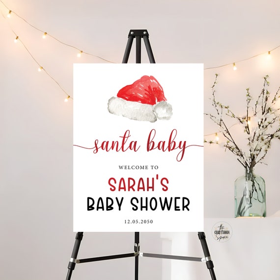 Christmas Baby Shower Welcome Sign, Santa Baby Shower Welcome Sign, Baby Shower Decorations, Winter Baby Shower Welcome Sign