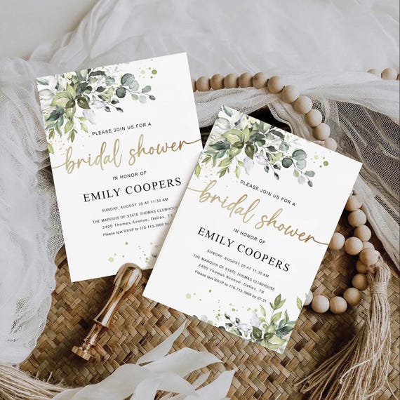 Greenery Bridal Shower Invitations, Editable Elegant Wedding Shower Invite, Botanicals Bridal Shower Invite, Printable Rustic Invitations