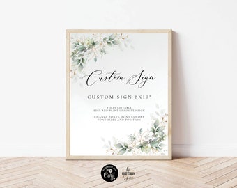 Greenery Wedding Sign Template: Editable Custom Design (Digital Download)