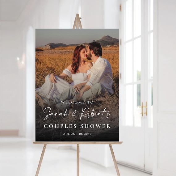 Photo Couples Shower Welcome Sign, Modern Wedding Decor (Printed or Digital File)
