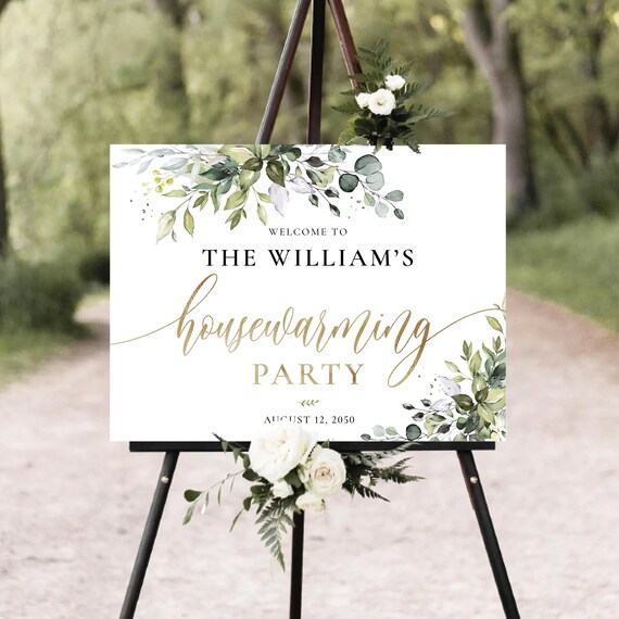 Greenery Housewarming Welcome Sign, Eucalyptus New Home Party Decor (Digital Printable)
