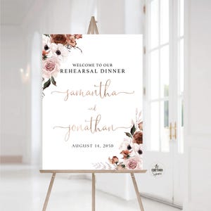 Rehearsal Dinner Sign, Silk Floral Wedding Rehearsal Sign, Best Day Ever Welcome Sign, The Night Before Sign, Wedding Decorations, SFL1