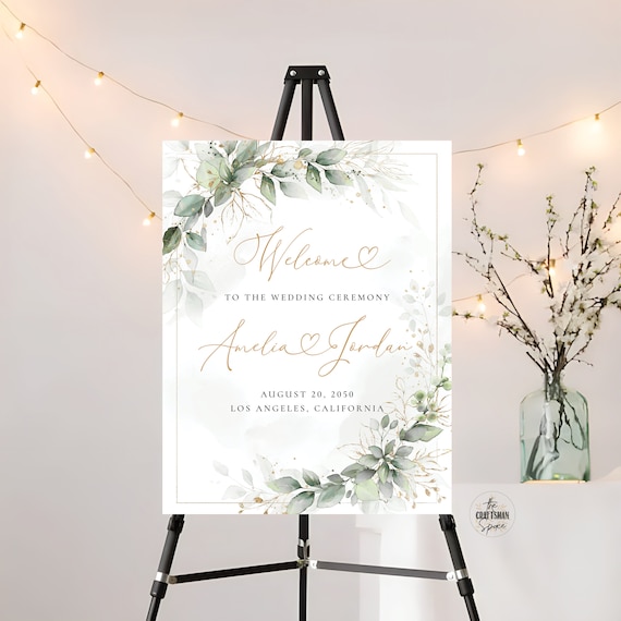 Greenery Wedding Welcome sign, Rustic Wedding Welcome Sign, Wedding Decorations, Wedding Rehearsal Sign, Nikah Sign, Eucalyptus, Herbal, HB3