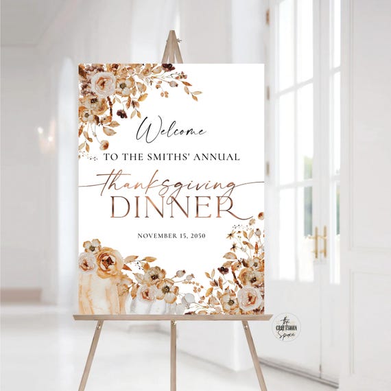 Thanksgiving Dinner Welcome Sign, Fall Leaves Thanksgiving Sign, Family Thanksgiving Dinner, Pumpkins Friendsgiving Sign, Autumn Decor, FL1
