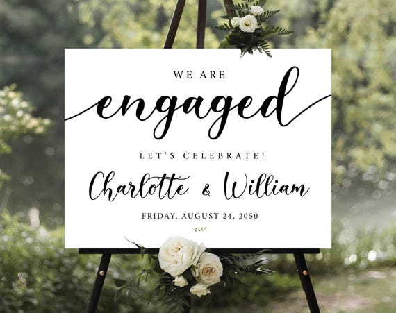 Engagement Party Welcome Sign, Modern Engagement Party Sign, Elegant Wedding Decoration, Photo Wedding Sign,Minimalist Engagement Party Sign