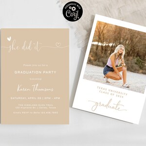 Graduation Party with Photo Invitation, Photo Graduation Announcement, Minimalist Graduation Announcement, Modern Graduation Party Invite